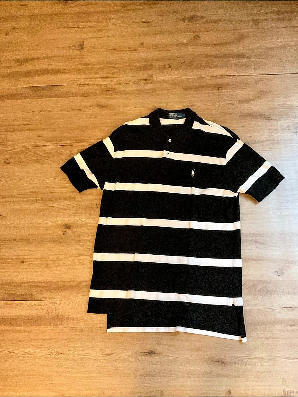Polo Ralph Lauren Classic Fit Striped Mesh Polo Shirt Men's Black & White Polo